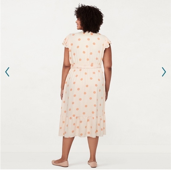 LC Lauren Conrad polka dot faux wrap midi dress - Picture 2 of 6